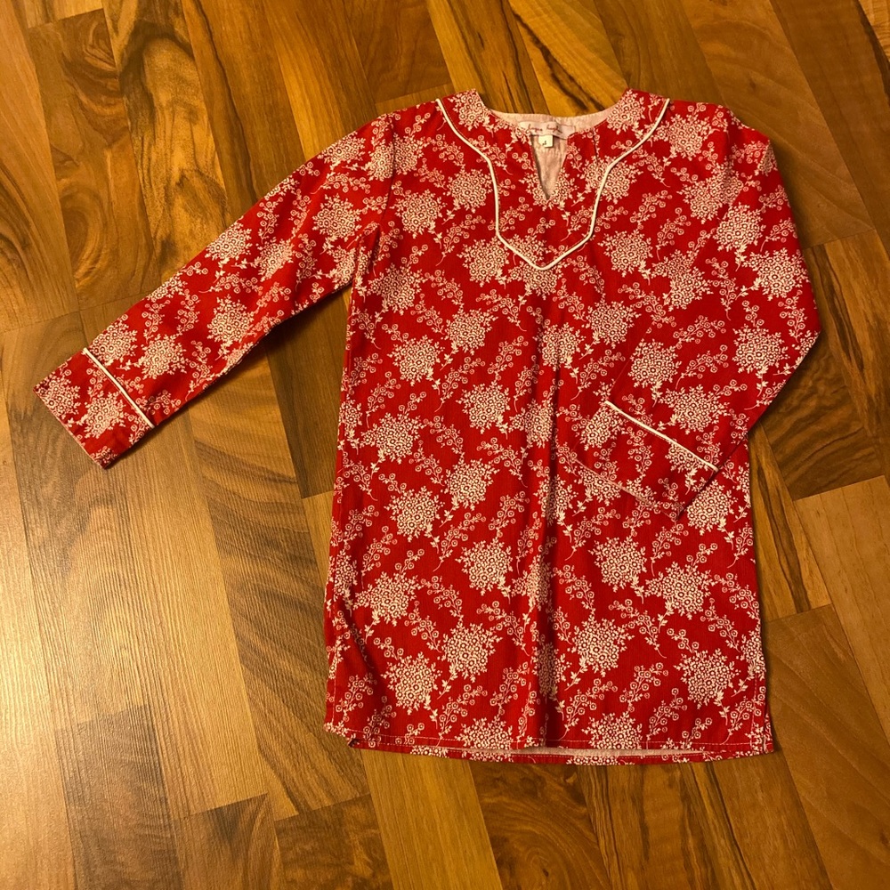 Kayce Hughes red long sleeve floral dress